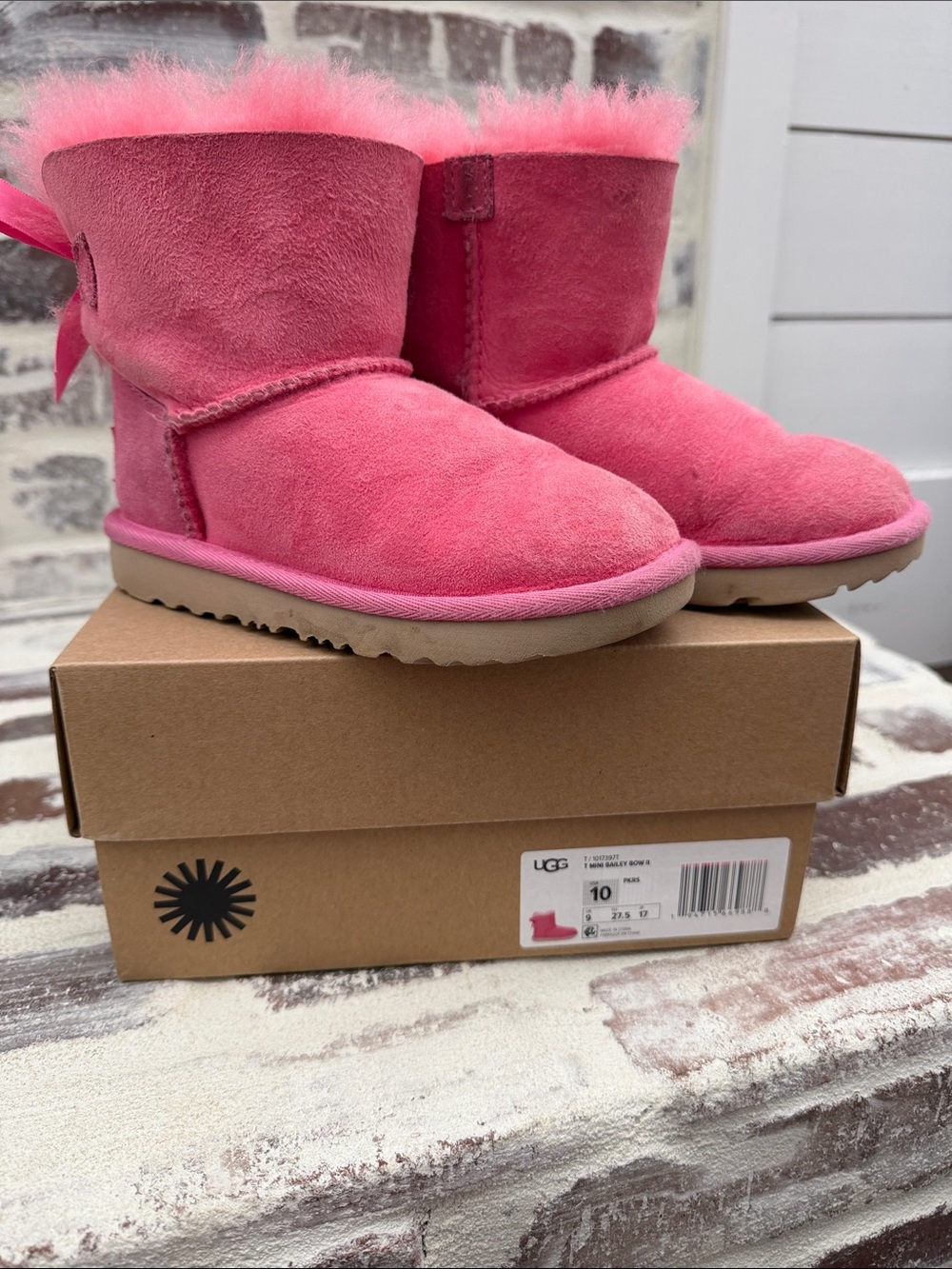 UGG Pink Toddler Mini Bailey Bow II Boots